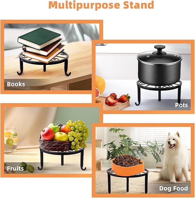 6-Pack Metal Plant Stand,Heavy Duty Flower Pot Stands for Multiple Plant,Outdoor Anti-Rust Plant Pot Shelf, Round Plant Holder for Outdoor/Indoor Planter, Living Room, Balcony Decor (6PACK BLACK)