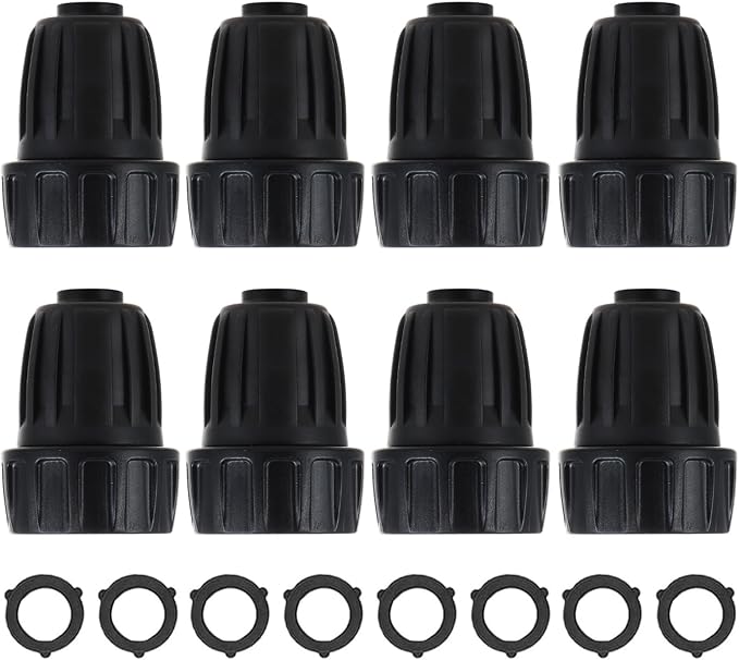 8pcs Garden Hose Adapter, 3/4'' Faucet Convert to 1/2'' Drip Irrigation Tubing, Drip Irrigation Hose Connectors for Outdoor Watering, Fittings with 8pcs Rubber Washers (1 Barb)