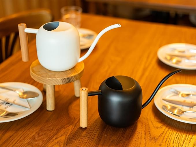 Green Moon Water Can Indoor Plant White 1.2L/41oz with Long Spout Small Water Can Metal Watering Can Pot for Indoor House Plant Bonsai Outdoor Garden Flowers Decorative