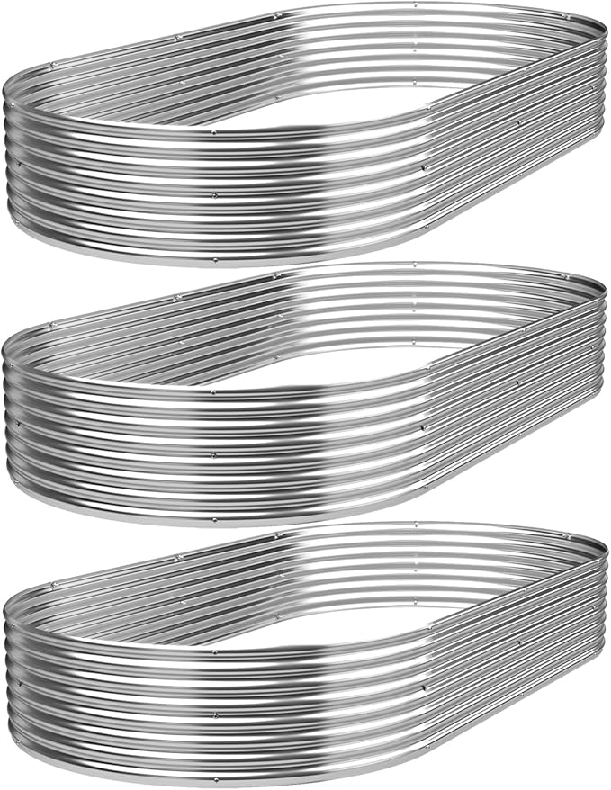 3 Pack Galvanized Raised Garden Bed Outdoor,Metal Garden Bed for Vegetables,Steel Raised Beds for Gardening,Above Ground Garden Box for Flower-45x20 inch
