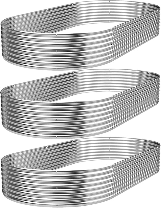 3 Pack Galvanized Raised Garden Bed Outdoor,Metal Garden Bed for Vegetables,Steel Raised Beds for Gardening,Above Ground Garden Box for Flower-45x20 inch
