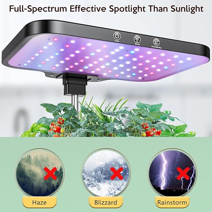 Hydroponics Growing System Herb Garden - HidroPony 15 Pods Indoor Gardening System with Grow Light, Stainless Steel Plants Germination Kit with Quiet Pump System, Gardening Gifts for Women