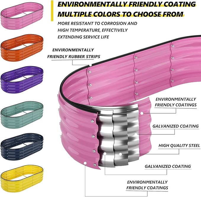 Galvanized Metal Planter Raised Garden Bed Kit for Gardening Outdoor，4x2x1ft Planter Grow Garden Box Raised Flower Bed
