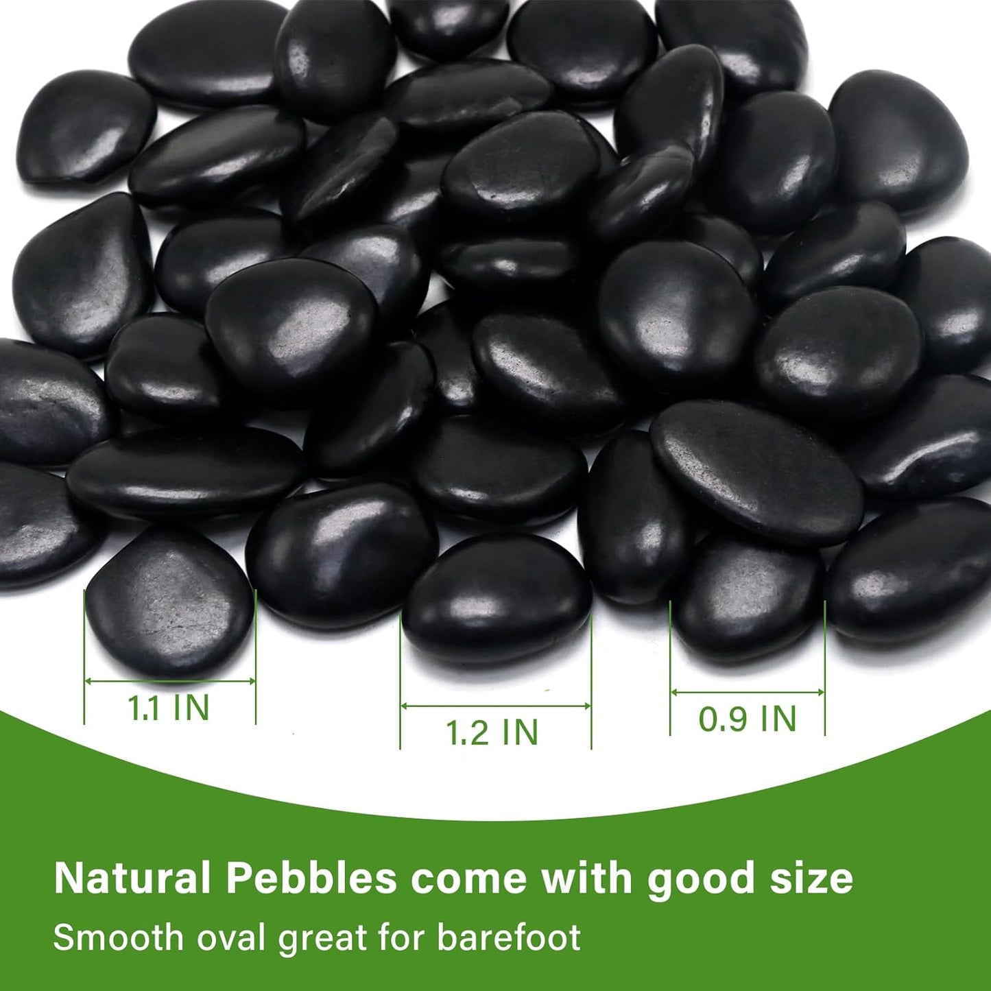 10in River Rock Stepping Stones Set - 6 Pack | Polished Pebble | Long-Lasting PVC Mesh Backing | Perfect for Garden Paths and Lawns Outdoor Landscaping Decoration | Black Circle