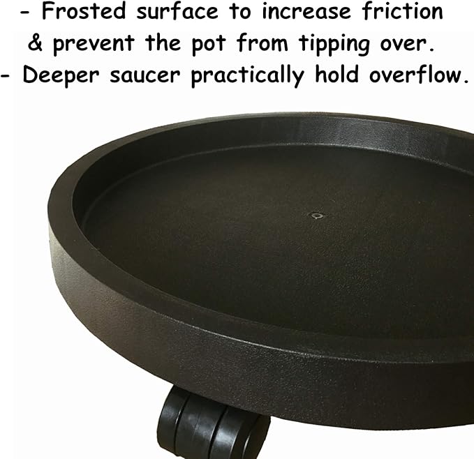 2 Pack of 12.6 Inch Heavy Duty Plant Caddy with Wheels,Rolling Plant Stand Pot Trolley,Wheeled Planter Saucer Tray,Potted Flower Mover Dolly with Casters Round Coaster for Indoor Outdoor