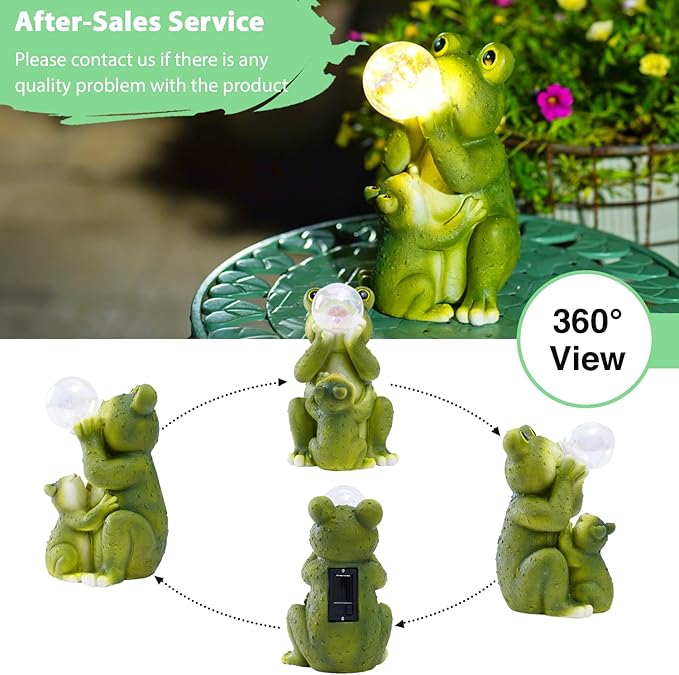 Goodeco Solar Frog Garden Statue - Waterproof Outdoor Frog Decor with Solar LED Lights for Frog Lovers and Garden Enthusiasts - Ideal Gifts for Mom & Birthdays