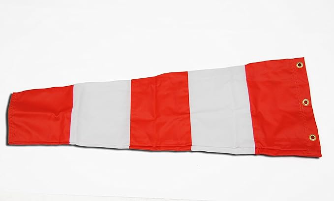 8" X 36" Orange and White Windsock with 8" Ball Bearing Frame USA Made
