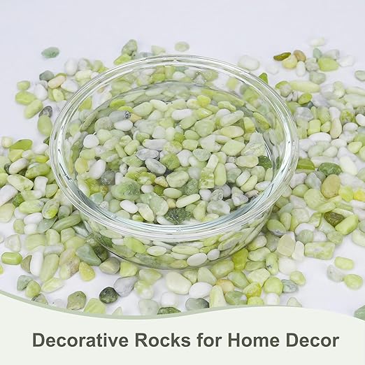 10 lbs Jade Pebbles for Indoor Plants, Decorative Pebbles for Bamboo, Vase, 3/8" Plant Gravel for Pots Indoor, Highly Polished Small River Rocks