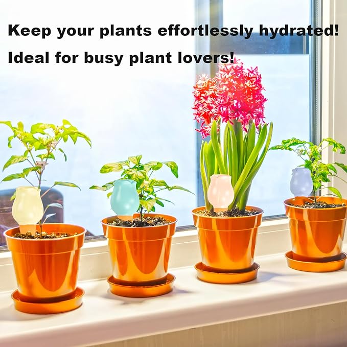 4-Pack Terracotta Self-Watering Spikes,Self Watering Planter Insert,Plant Watering Spikes,Plant Watering Globes,Automatic Slow Release Irrigation for Indoor and Outdoor Plants