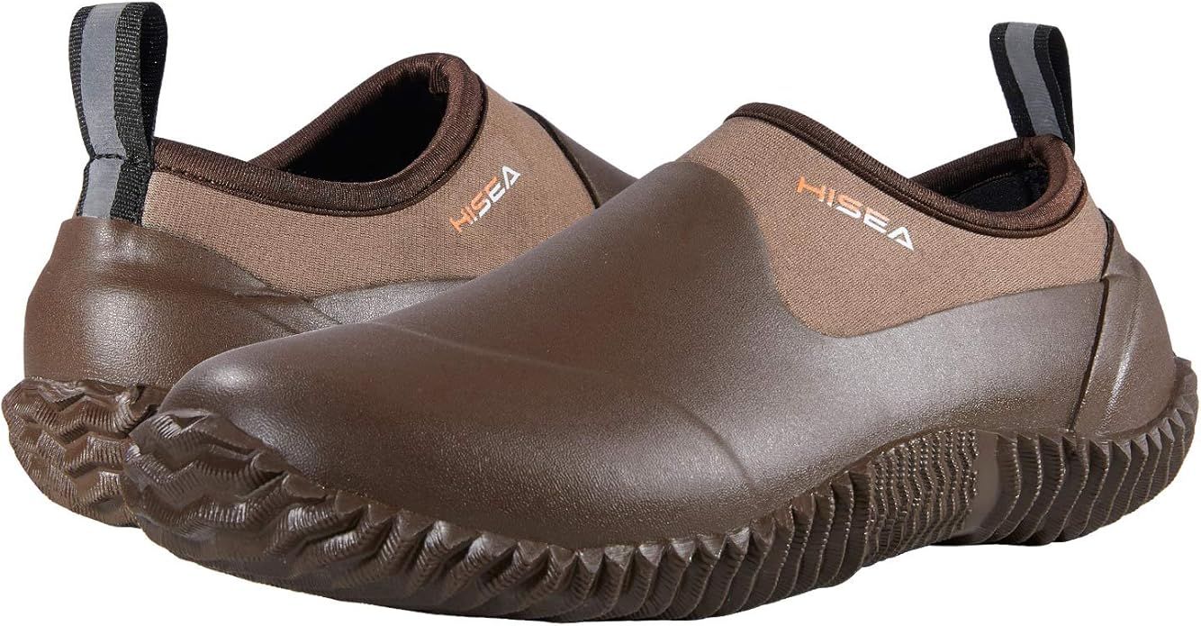 HISEA Unisex Waterproof Garden Shoes, Men's Rubber Rain Boots Women's Ankle Rain Shoes Neoprene Camp Booties Outdoor Slip-On Footwear for Gardening, Farming, Camping, Car Wash, Lawn Care and Yard Work