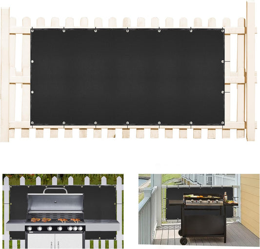 Grill Heat Shield and Deck Protector Mat, Fireproof BBQ Backing Screen for Fence and Railing Heavy Duty Black 3'x6'