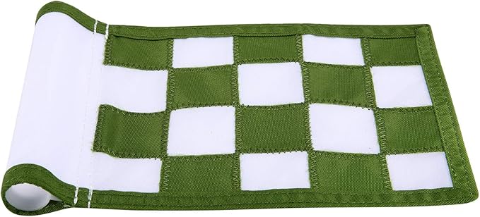 Golf Flag,Green Golf Flags,Solid Nylon and Checkered Training Golf Putting Green Flags, Indoor Outdoor Backyard Garden Portable Golf Target Flags,8.7inch*6inch (White-Green)