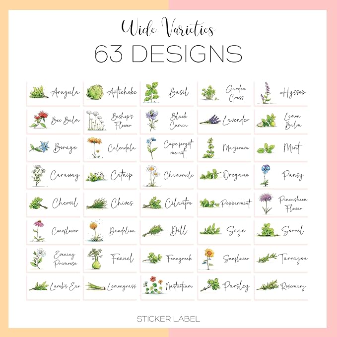 Herb Garden and Vegetable Label Signs - 100 PC Veggie Plastic Markers Stakes Picks Tags with 126 Cute Name Stickers Sign for Indoor Outdoor Potted Planter Planting Seed Nursery Bottle Supplies