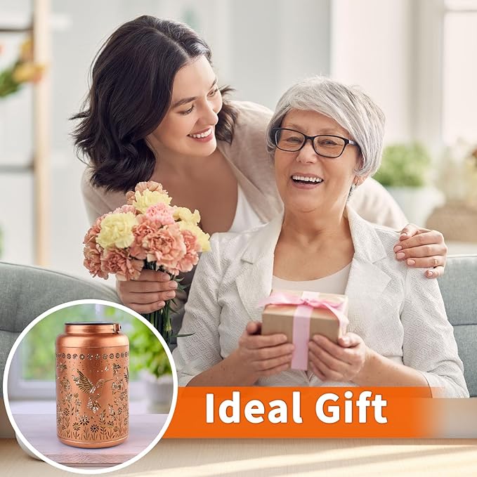 2 Pack Hummingbird Solar Lanterns Outdoor Waterproof Hanging Solar Lights Metal Decorative LED Lanterns Outside Decor for Garden,Yard,Patio,Lawn Gifts for Women Mom