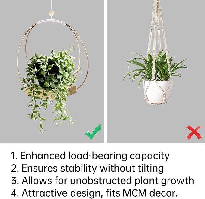 Hanging Planters for Indoor Plants - Plant Hanger Outdoor, Metal Plant Hanger Mid Century Boho Macrame, Hanging Wall Ceiling Window, Gift for Mom, Plant Lovers, Housewarming