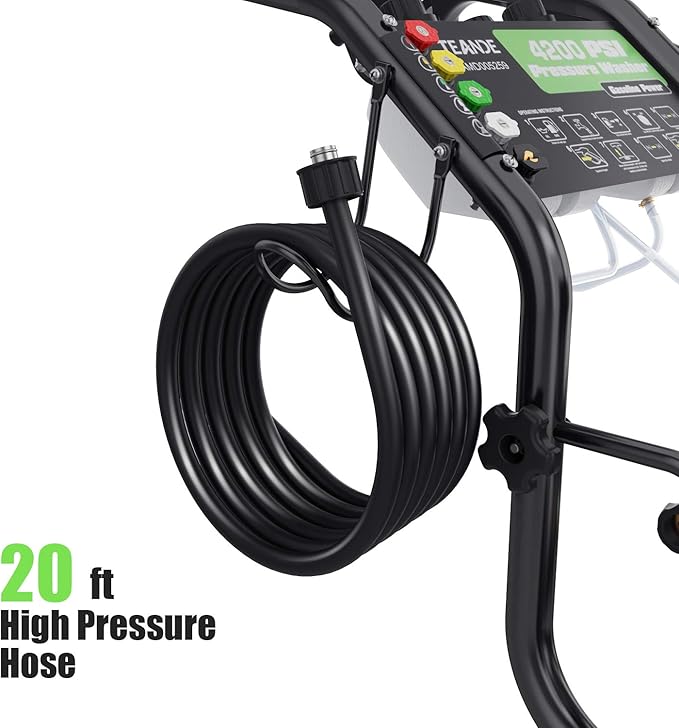 Gas Pressure Washer, 4200 PSI and 4.0 Max GPM Commercial Gas Power Washer, Spray Gun and Wand, 5 Nozzle Set, for Cars/Fences/Driveways/Homes/Patios/Furniture