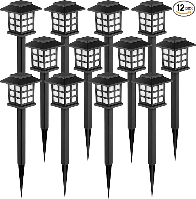 GIGALUMI Solar Outdoor Lights,12 Pack LED Solar Lights Outdoor Waterproof, Solar Walkway Lights Maintain 10 Hours of Lighting for Your Garden, Landscape, Path, Yard, Patio, Driveway