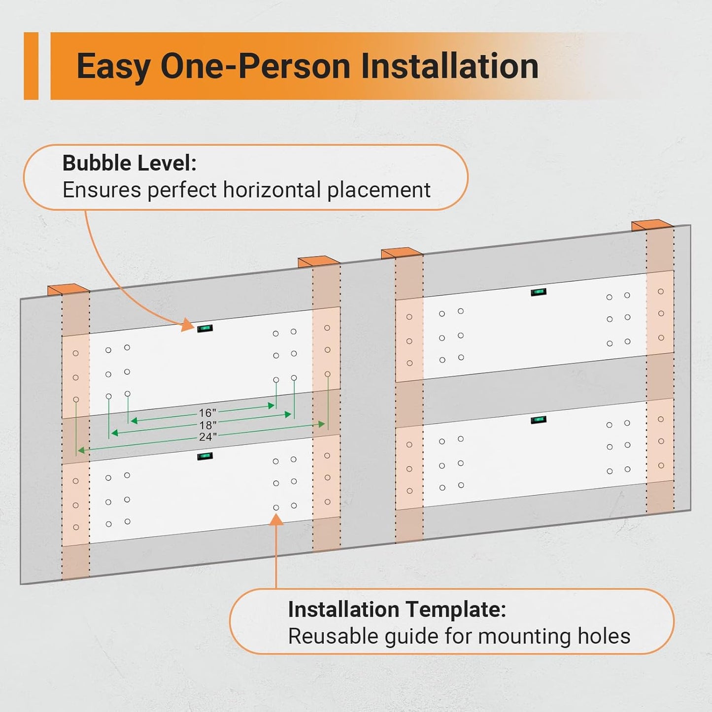 2x6 ft Garage Shelving, 2-Pack Wall-Mounted Shelves for Garage, Kitchen, Pantry Storage, 800 lbs Total Load Capacity Gargae Wall Shelving, Black