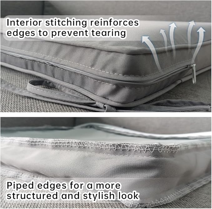 3-Pack Outdoor Patio Furniture Replacement Cushions Set–High-Elastic Sponge Cushions Fit 4-Piece Wicker Rattan Sofa, Loveseat & Chairs, 36x18x2 & 18x18x2, Waterproof, Fade-Resistant (Light gray)