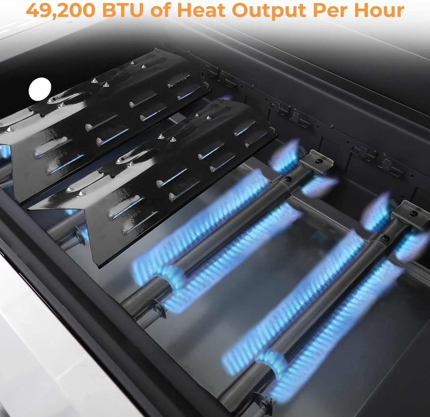 4 Burner Propane Grill with Built-in Thermometer, Durable Lid, Wheels, Foldable Side Tables, Stainless Steel Grilling Pan, 49,200 BTU Gas Grill for Patio, Garden Barbecues