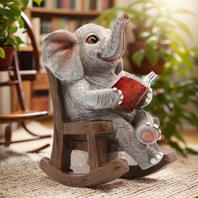 Garden Statues Elephant Outdoor Valentines Decorations Lights, Lucky Miniature Elephant Statue Solar Garden Decor for Patio,Porch,Home Yard Decor Elephant Gifts for Mom,Women, 2.04"x3.34"x3.93"