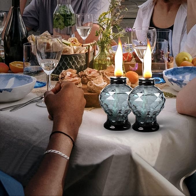 4 Pack Glass Table Torch,Citronella Glass Table top Torches with Wick and Cap for Outdoor ,Refillable Torches Landscape Lanterns Torches for Yard Patio Christmas Garden,Party Decor