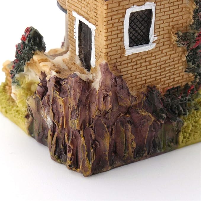 HAPYLY 4PCS Miniature House Fairy Gardening Micro Landscape Village Stone House Bonsai Terrarium Crafts Ornaments Accessories Home Decoration Resin