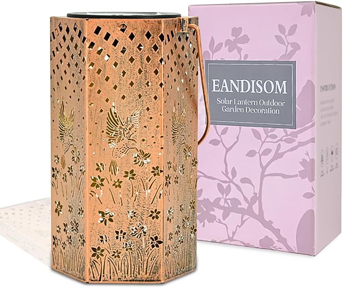 Hummingbird Solar Lanterns Outdoor Waterproof - Birthday Gifts for Women, Men, Mom, Mothers Day Gifts, Solar Lights Outdoor Hanging Garden Decor for Outside, Patio, Outdoor, Yard, Lawn, Balcony
