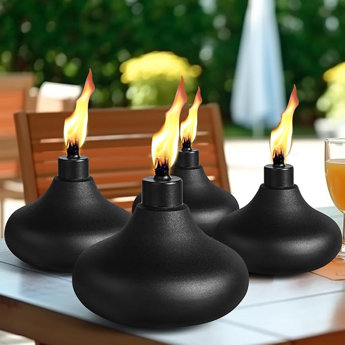 8 Pack Metal Table Top Torches, 24.5oz Citronella Torches for Outside, Refillable Flame Light Torch, Decorative Tabletop Lantern for Yard, Patio, Deck, Garden, Party, Landscape