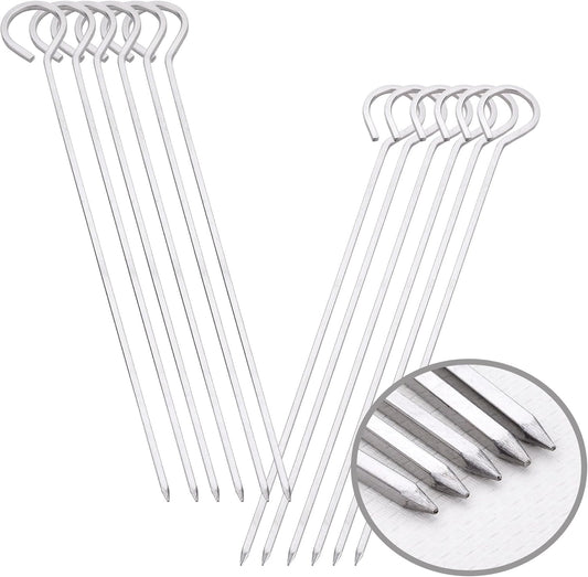 8 inch Barbecue Skewers Square Metal BBQ Sticks,HONSHEN 12Pack Stainless Steel Skewer,Kebob,kabob Sets for Grill Outings Cooking (BBQ Skewers Square 8inch-12p)