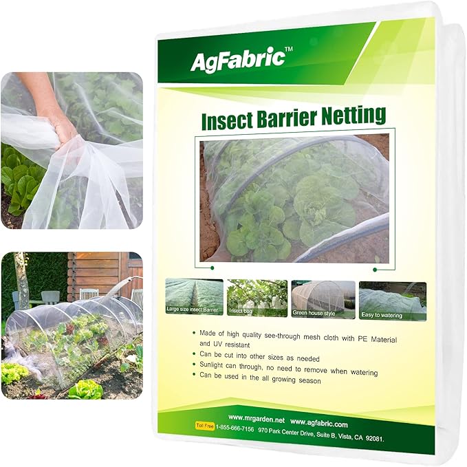 Agfabric Garden Netting 10'x15' Insect Pest Barrier Bird Netting for Garden Protection,Row Cover Mesh Netting for Vegetables Fruit Trees and Plants,White