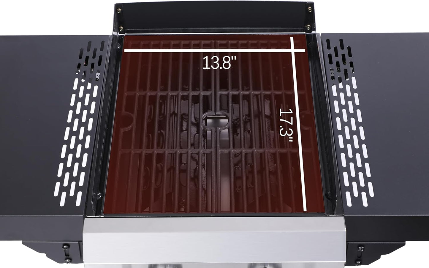 2-Burner Propane Gas BBQ Grill with Pizza Box, 24,600 BTU Output, Wire Enamel Grids, Foldable Side Table and Hanging Basket, Stainless Steel Patio Grill