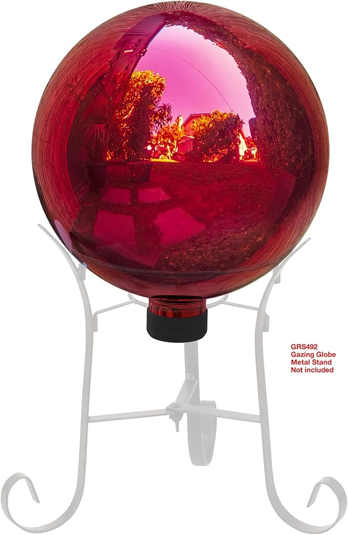 Alpine Corporation 10" Diameter Indoor/Outdoor Glass Gazing Globe Yard Decoration, Red