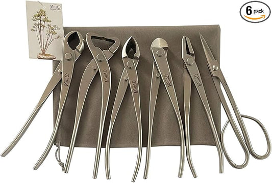 6-Piece Bonsai Tool Set,Knob Cutter,Trunk Splitter,Concave Cutter,Wire Cutter,Jin Pliers,Bonsai Scissors