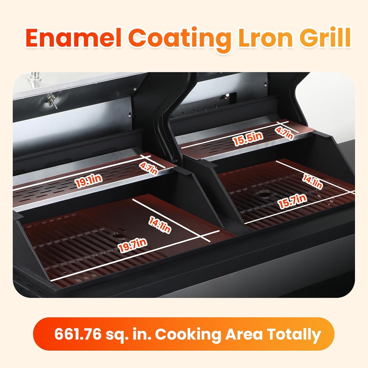 3 Burner Propane Gas BBQ Grill with Side Burner, Porcelain-Enameled Cast Iron Grates, Smoke Control Handle, 37,230 BTU Stainless Steel Grill for Outdoor Camping Barbecue Grilling Backyard Cooking