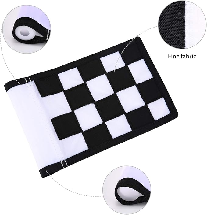 Golf Flag, Green Putting Green Flag,Solid Nylon and Checkered Training Flags for Indoor Outdoor Backyard Garden, Portable Golf Target Flags,8.7 * 6 inch (White-Black)