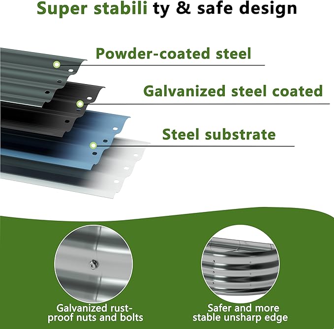 8x2x1ft(2 Pack) Oval Galvanized Raised Garden Bed,Outdoor Planter Box Metal Patio Kit Planting Bed for Vegetables Flowers and Succulents