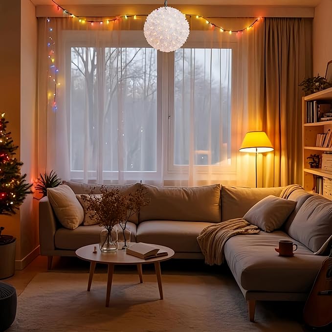 100 Clear Warm Christmas Sphere Light, UL Certified and Commercial Grade 7.5 Inches Hanging Sphere, for Indoor and Outdoor Party, Garden, Gate, Patio, Trees.