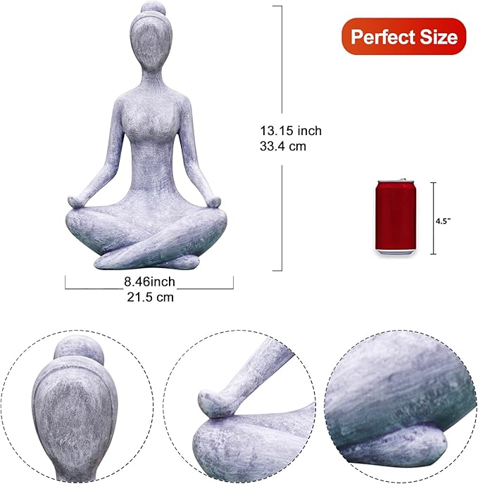 Goodeco Zen Lady Garden Outdoor Statue - Resin Collectible Figurines for Home Decor Accents & Shelf Decoration, Great Gift Ideas, 11.4 Inches (Grey)