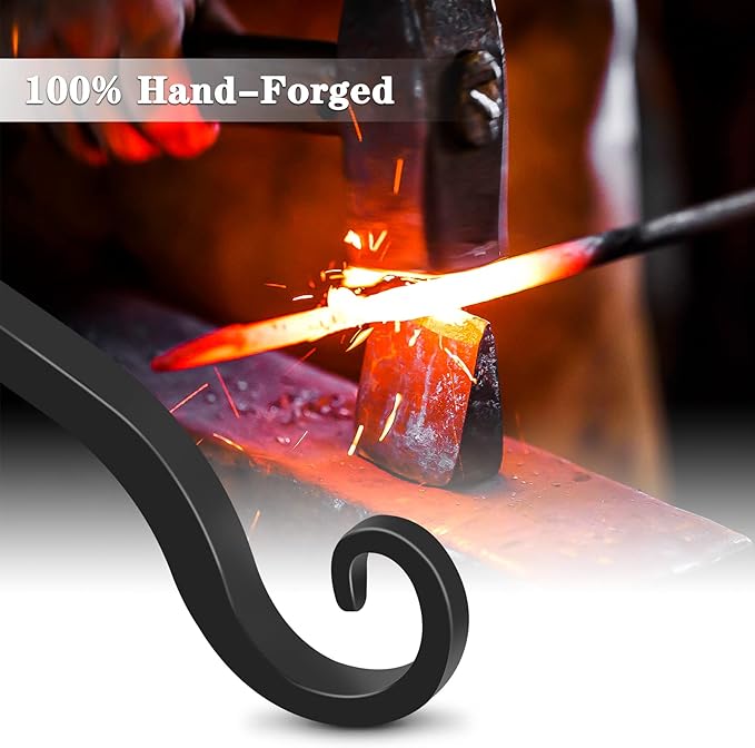 Gtongoko 2 Pack 15 Inch Plant Hangers Outdoor Metal Hanging Plant Bracket Bird Feeder Wall Hooks for Hanging Flower Basket, Wind Chimes, Solar Lanterns, Black