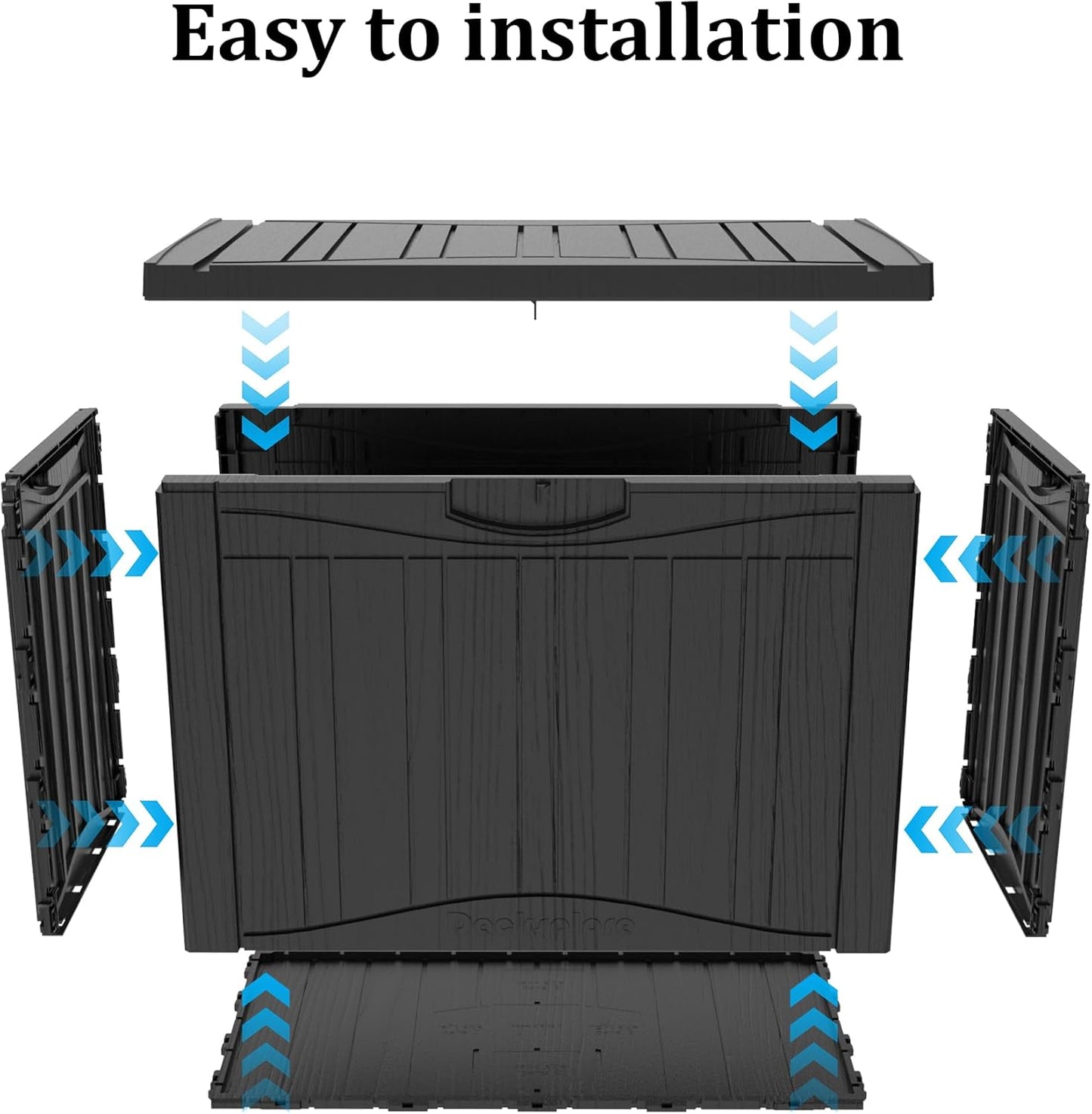 50 Gallon Waterproof Large Resin Deck Box Indoor/Outdoor Lockable Storage Container and Seating for Garden, Pool, and Patio (50 Gallon,Black)