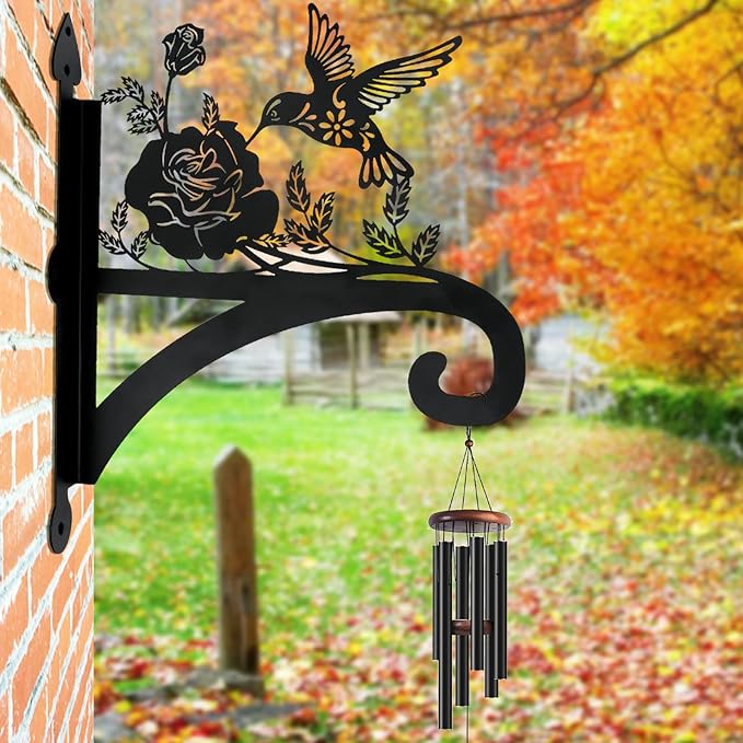 Hanging Plant Hanger Bracket Plant Hooks for Hanging Baskets Heavy Duty Decorative Hummingbird Silhouette Wall Mounted Hanging Plant Hangers Outdoor for Flower Pot Bird Feeder Wind Chimes