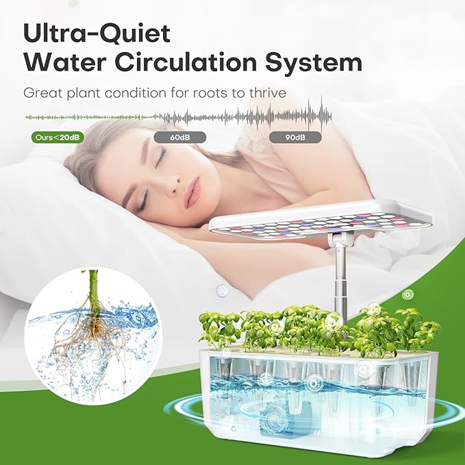 Ahopegarden Indoor Garden Hydroponics Growing System: 10 Pods Plant Germination Kit Aeroponic Herb Vegetable Growth Lamp Countertop with LED Grow Light - Hydrophonic Planter Grower Harvest Lettuce