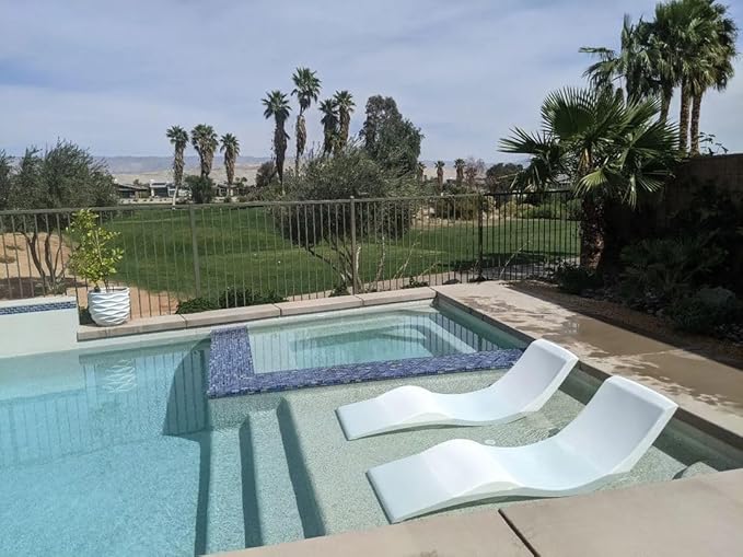 Aqua Outdoors Pool Chaise Lounge Chairs for Ledge & Shelf, Water-Weighted Pool Lounger for Depths Up to 9”, No Screw Plugs & Tools Needed, Classic White Ledge Lounger, Set of 1