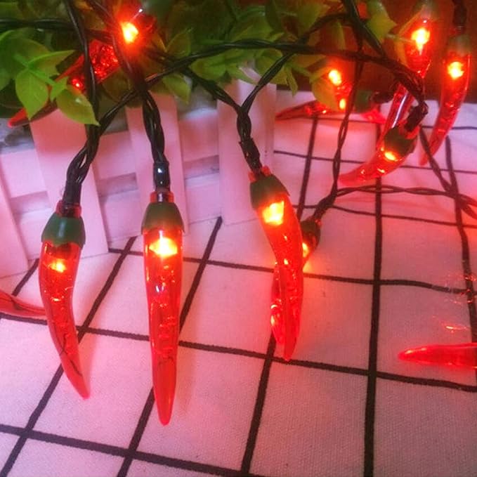 100 LED Chili Shape Fairy String Lights, Solar Operated, Red, 10m Length, Outdoor Use, Wedding, Christmas Decoration