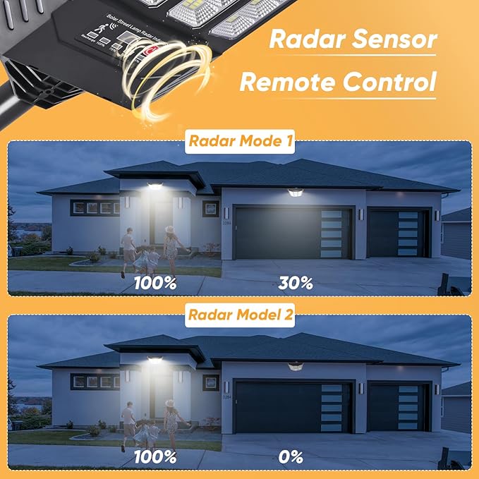 6PACK Solar Lights Outdoor Waterproof, 6500K Dusk to Dawn Solar Street Light Motion Sensor with Remote Control, LED Security Light for Outside Garden Yard Parking Lot, Outdoor Flood Lights