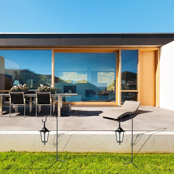 GOFORWILD Shepherd Hook 4 Pack Black, 33 inches Tall, Made of Premium Metal for Garden Decor, Plant Hanger, Lantern Hook, Solar Light Hanging, 7012