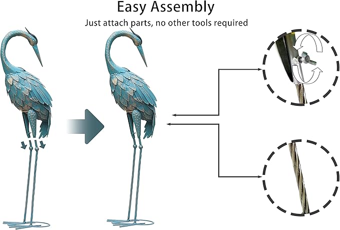 35-40 Inch Standing Garden Crane Statues for Outdoor Set of 2 Metal Birds Garden Sculptures Yard Art for Home Backyard Patio Lawn Decoration