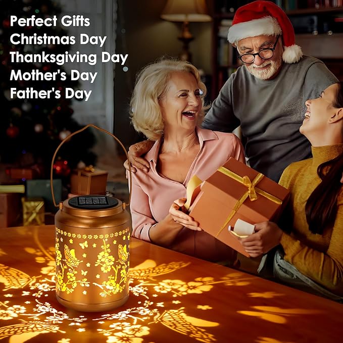 Garden Decor Birthday Gifts for Women, Butterfly Solar Lanterns Outdoor Decoration, Mothers Day Gifts for Mom Grandma, Hanging Solar Lights Outside for Yard, Patio, Backyard, Porch (2 Pack)