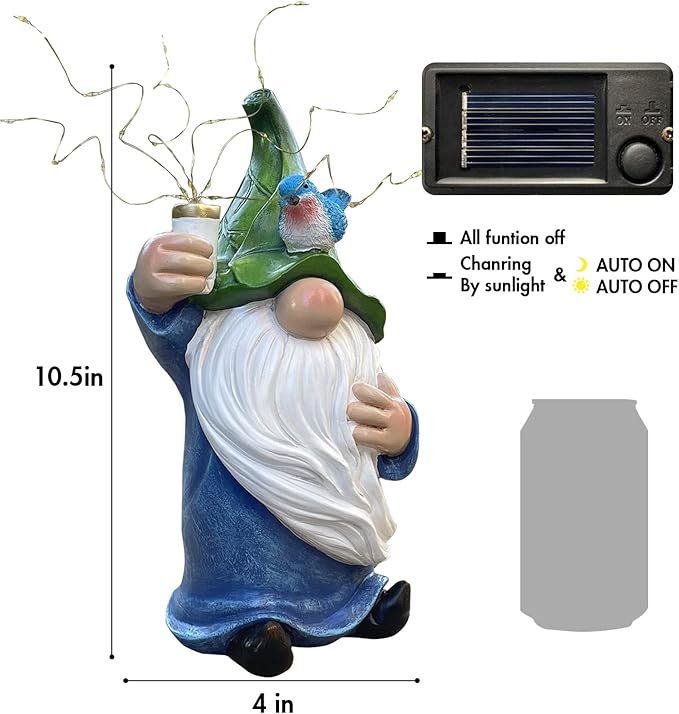 Garden Gnomes with Firework Solar Light Garden Decor for Outside, Outdoor Statues,Knomes Decor Outdoor for Yard Patio Lawn,Gnomes Gifts Decorations, Naughty Funny Gnomes (Firework Gnome)